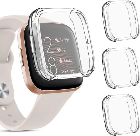 واقي شاشة Meliya مكون من 3 قطع لـ Fitbit Versa 2 (ليس لـ Versa 1/Versa Lite/Versa SE)، غطاء حماية شامل من مادة TPU وملحقات ممتصة للصدمات لساعة Fitbit Versa 2 الذكية in Kuwait