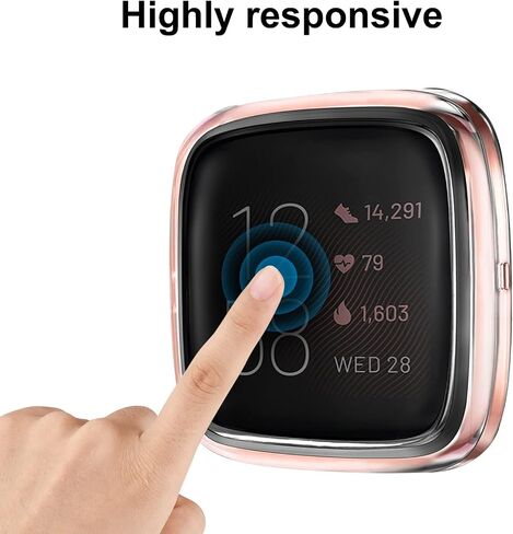 واقي شاشة Meliya مكون من 3 قطع لـ Fitbit Versa 2 (ليس لـ Versa 1/Versa Lite/Versa SE)، غطاء حماية شامل من مادة TPU وملحقات ممتصة للصدمات لساعة Fitbit Versa 2 الذكية in Kuwait