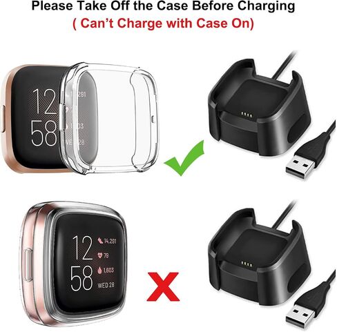 واقي شاشة Meliya مكون من 3 قطع لـ Fitbit Versa 2 (ليس لـ Versa 1/Versa Lite/Versa SE)، غطاء حماية شامل من مادة TPU وملحقات ممتصة للصدمات لساعة Fitbit Versa 2 الذكية in Kuwait