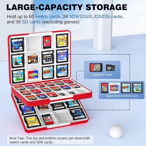 MoKo 60 Slots Game Card Case for Nintendo Switch/Switch OLED/3DS/2DS, Portable 3DS Game Case, 24 Slots for 3DSXL/DS/DSi Cards & 36 Slots for SD Cards w/ Magnetic Closure, Game in Saudi Arabia