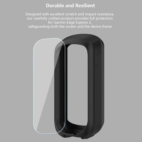 [عبوة من 3+1] متوافقة مع واقي الشاشة وحافظة Garmin Edge Explore 2، وطبقة حماية من الزجاج المقوى المضاد للخدش ومجموعة غطاء ممتص للصدمات من السيليكون الناعم in Kuwait