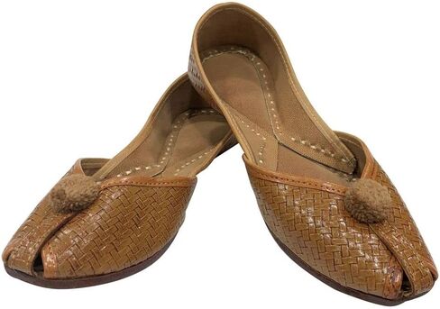 Gold Zari Punjabi Jutti for Women's Soft Flat Ethnic Handmade Girls Juti Traditional Jooti Wedding Indian Shoes in Saudi Arabia