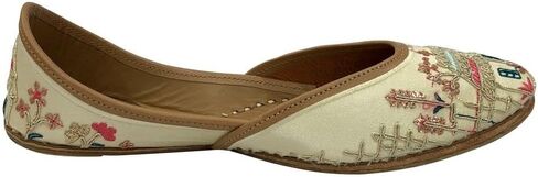 Gold Zari Punjabi Jutti for Women's Soft Flat Ethnic Handmade Girls Juti Traditional Jooti Wedding Indian Shoes in Saudi Arabia