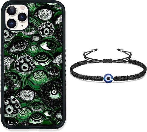حافظة هاتف على شكل عين خضراء رائعة وسوار على شكل عين، حافظة هاتف iPhone 15 من Trippy Scary Horror Partten، تصميم مانع للانزلاق وحافظة هاتف للفتيات المراهقات والأولاد والنساء والرجال (iPhone - 15) in Kuwait