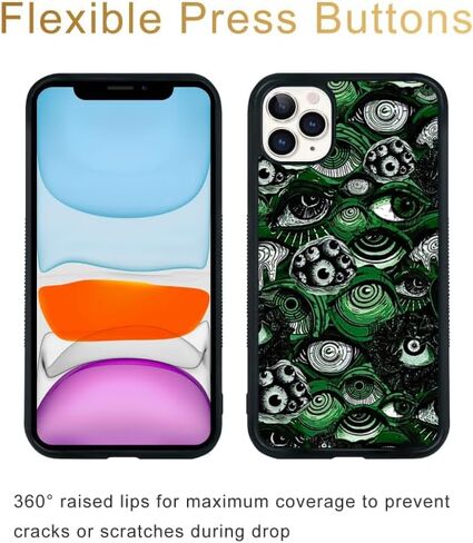 حافظة هاتف على شكل عين خضراء رائعة وسوار على شكل عين، حافظة هاتف iPhone 15 من Trippy Scary Horror Partten، تصميم مانع للانزلاق وحافظة هاتف للفتيات المراهقات والأولاد والنساء والرجال (iPhone - 15) in Kuwait