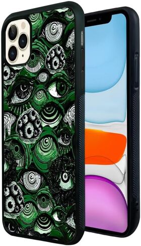 حافظة هاتف على شكل عين خضراء رائعة وسوار على شكل عين، حافظة هاتف iPhone 15 من Trippy Scary Horror Partten، تصميم مانع للانزلاق وحافظة هاتف للفتيات المراهقات والأولاد والنساء والرجال (iPhone - 15) in Kuwait