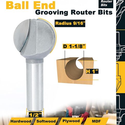 لقمة توجيه نهاية الكرة الأخدود 1/2 بوصة، قطر القطع. 1-1/8 بوصة، ارتفاع القطع 1 بوصة، لقم مائلة من الكربيد لنحت/حفر قنوات الأنابيب والكابلات in Kuwait
