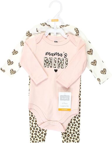 Hudson Baby Unisex Baby Cotton Bodysuit and Pant Set, Leopard Hearts Long Sleeve, Newborn in Saudi Arabia