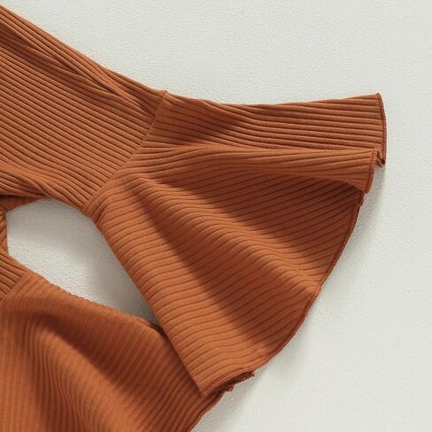 Toddler Girl Halloween Clothes Set Funny Pumpkin Letter Bodysuit Romper+Ribbed Flare Pants Trendy Fall 3Pcs Outfit in Kuwait