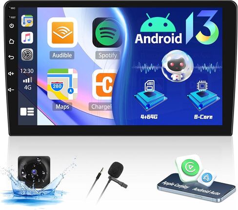 8-Core 4+64G Upgrade Android Double Din Car Stereo with Carplay Android Auto 59 Theme 9 inch Screen Bluetooth 5.0 FM RDS Network Radio DSP 32EQ AI Voice GPS in Saudi Arabia