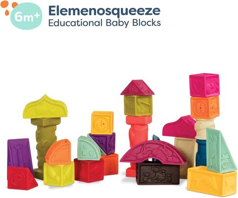 B. toys- Alphabetical Sort & Stack Developmental Baby Blocks- 26 soft blocks for kids & babys- Elemenosqueeze- 6 months + in Saudi Arabia