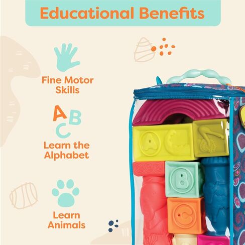 B. toys- Alphabetical Sort & Stack Developmental Baby Blocks- 26 soft blocks for kids & babys- Elemenosqueeze- 6 months + in Saudi Arabia