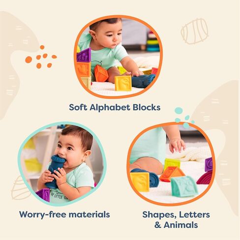 B. toys- Alphabetical Sort & Stack Developmental Baby Blocks- 26 soft blocks for kids & babys- Elemenosqueeze- 6 months + in Saudi Arabia