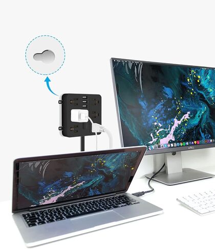 Flat Plug Power Strip- 6 Widely Outlets and 3 USB Charging Ports, 6ft Extension Cord with Multi Plug Outlet Extender,Wall Mount, Desk USB Charging Station for Home Office Dorm Room Essentials in Saudi Arabia