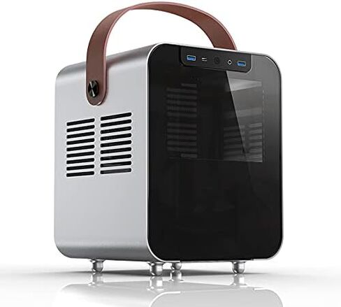 Jonsplus BO 100 Mini-ITX Gaming Case Tempered Glass Front Panel, Sandblasted Silver or Black Magnesium/Aluminum Alloy, Leather Strap, Supports 120mm AIO or Air Cooler (Unobtanium), BO100-G Silver in Saudi Arabia