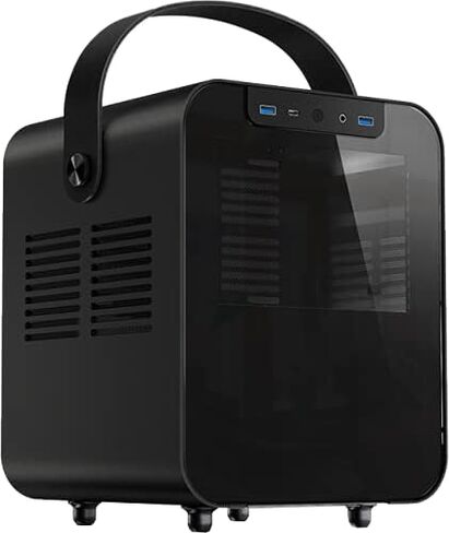 حقيبة ألعاب Jonsplus BO 100 Mini-ITX، لوحة أمامية من الزجاج المقسى، فضية أو سوداء من سبائك المغنيسيوم/الألومنيوم، حزام جلدي، تدعم 120 مم AIO أو مبرد الهواء (Unobtanium)، BO100-G فضي in Saudi Arabia