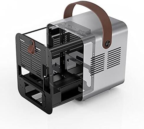 Jonsplus BO 100 Mini-ITX Gaming Case Tempered Glass Front Panel, Sandblasted Silver or Black Magnesium/Aluminum Alloy, Leather Strap, Supports 120mm AIO or Air Cooler (Unobtanium), BO100-G Silver in Saudi Arabia