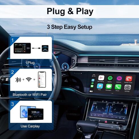 Wireless CarPlay Adapter WiFi & Bluetooth Connectivity Wireless CarPlay for All Factory Wired CarPlay Compatible with Apple iOS 10+ & Android 11+(AY-carplay) in Saudi Arabia