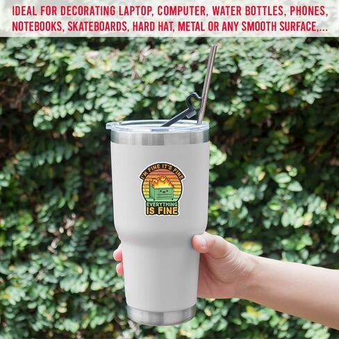 (3 قطع) ملصق I'm Fine It's Fine Everything is Fine ملصق مضحك Dumpster Fire Meme للكمبيوتر المحمول وزجاجة المياه وخوذة النافذة الممتصة للصدمات، ملصقات مقاس 3 × 4 بوصة in Kuwait