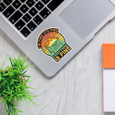 (3 قطع) ملصق I'm Fine It's Fine Everything is Fine ملصق مضحك Dumpster Fire Meme للكمبيوتر المحمول وزجاجة المياه وخوذة النافذة الممتصة للصدمات، ملصقات مقاس 3 × 4 بوصة in Kuwait