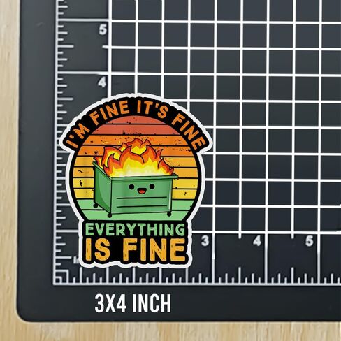 (3 قطع) ملصق I'm Fine It's Fine Everything is Fine ملصق مضحك Dumpster Fire Meme للكمبيوتر المحمول وزجاجة المياه وخوذة النافذة الممتصة للصدمات، ملصقات مقاس 3 × 4 بوصة in Kuwait