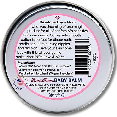 Raw Love Everyday Organic Baby Balm for Mom & Baby | Multipurpose Moisturizer with Cocoa Butter, Joboba Oil, Coconut Oil for Dry Skin, Diaper Rash, Nursing Nipples, Eczema | Fragrance Free | 1.5 Oz in Saudi Arabia