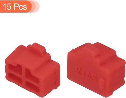 MECCANIXITY 15pcs RJ45 Port Duct Covers Caps Silicone Plugs Protector for Laptop PC Ethernet RJ45 Female Plug, Red in Saudi Arabia