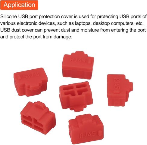 MECCANIXITY 15pcs RJ45 Port Duct Covers Caps Silicone Plugs Protector for Laptop PC Ethernet RJ45 Female Plug, Red in Saudi Arabia