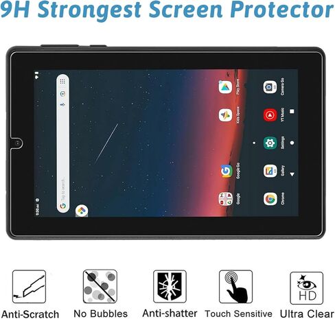 [2 Pack Screen Protector for Onn 7 inch Kids Tablet (2022, 3rd Gen，Model: 100071481),[Scratch Resistant] [Bubble Free] Tempered Glass Screen Film in Kuwait