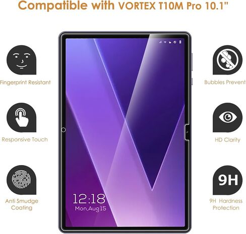 واقي شاشة مكون من عبوتين متوافق مع الكمبيوتر اللوحي VORTEX T10M Pro مقاس 10.1 بوصة/Tab10 مقاس 10.1 بوصة، [وضوح عالي الدقة] [9 صلابة] استبدال الزجاج المقوى للكمبيوتر اللوحي VORTEX T10M Pro/Tab10 مقاس 10.1 بوصة in Saudi Arabia