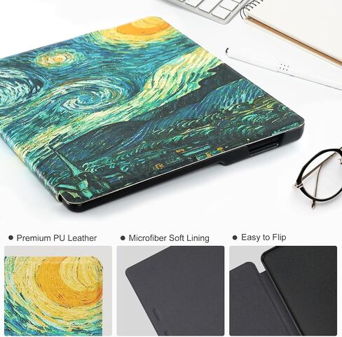 CoBak for Kindle Oasis Case 10th and 9th Generation 7 Inch Premium PU Leather Smart Cover with Auto Sleep Wake Feature for Kindle Oasis, Slim Fit, Starry Night. in Saudi Arabia