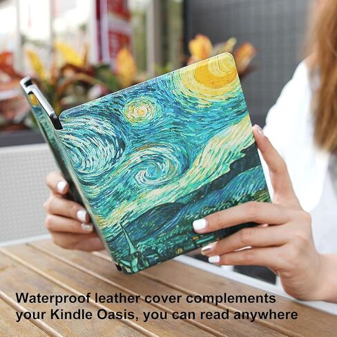 CoBak for Kindle Oasis Case 10th and 9th Generation 7 Inch Premium PU Leather Smart Cover with Auto Sleep Wake Feature for Kindle Oasis, Slim Fit, Starry Night. in Saudi Arabia