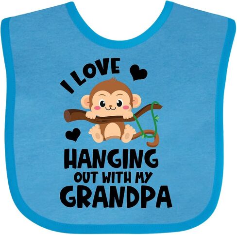 inktastic Monkey I Love Hanging Out with My Grandpa Baby Bib in Saudi Arabia