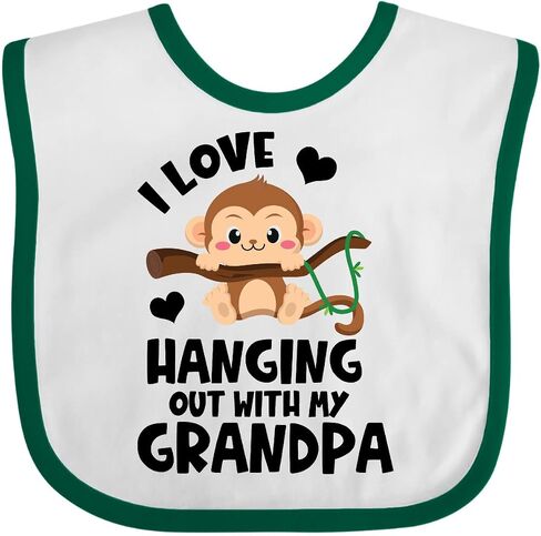 inktastic Monkey I Love Hanging Out with My Grandpa Baby Bib in Saudi Arabia