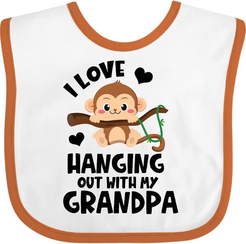 inktastic Monkey I Love Hanging Out with My Grandpa Baby Bib in Saudi Arabia
