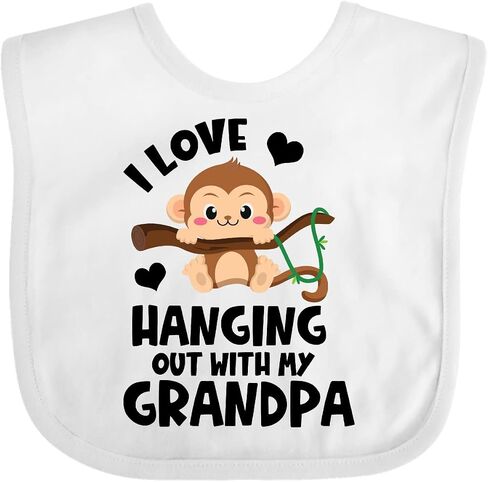 inktastic Monkey I Love Hanging Out with My Grandpa Baby Bib in Saudi Arabia