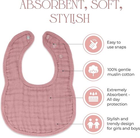 مرايل أطفال من الموسلين وأقمشة التجشؤ من كومفي كابز، 6 قطع مجمعة in Kuwait