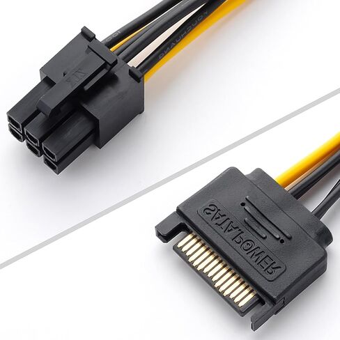 15Pin SATA to 6 Pin PCI-Express Video Card Power Adapter Cable, Cable Length 20cm/8inch in Saudi Arabia