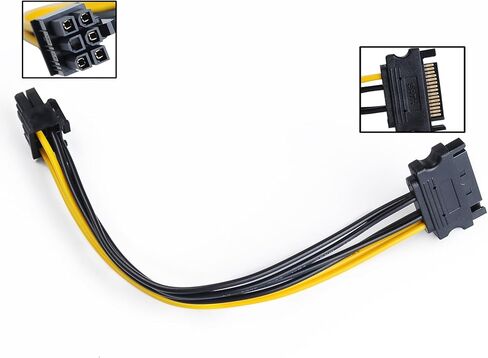 15Pin SATA to 6 Pin PCI-Express Video Card Power Adapter Cable, Cable Length 20cm/8inch in Saudi Arabia
