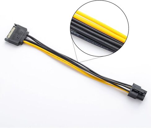15Pin SATA to 6 Pin PCI-Express Video Card Power Adapter Cable, Cable Length 20cm/8inch in Saudi Arabia