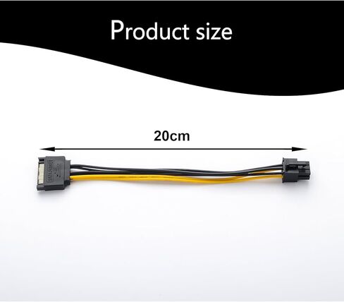 15Pin SATA to 6 Pin PCI-Express Video Card Power Adapter Cable, Cable Length 20cm/8inch in Saudi Arabia
