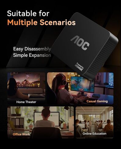 كمبيوتر صغير AOC AM16، كمبيوتر صغير AMD Ryzen 7 5700U يعمل بنظام Windows 11 (8 Core 16 Thread، حتى 4.3 جيجا هرتز) 32 جيجا DDR4 512 جيجا بايت NVMe SSD كمبيوتر صغير | شاشة عرض ثلاثية بدقة 4K/BT5.2/Wi-Fi 6 in Kuwait