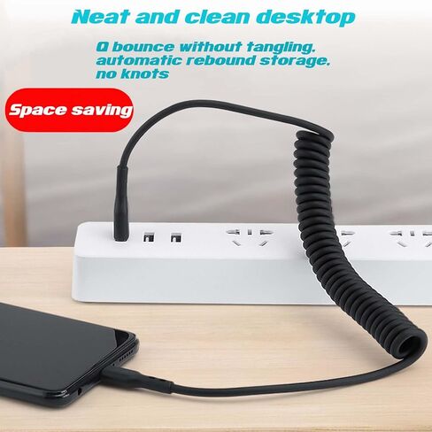 كابل لايتنينج ملفوف، كابل شاحن iPhone 3.FT للسيارة، سلك لايتنينج بطول 3 أقدام متوافق مع iPhone14/13/12/11 Pro Max/XS MAX/XR/XS/X/8/7/Plus/6S iPad/iPod - عبوتان in Kuwait