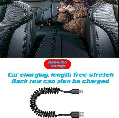 كابل لايتنينج ملفوف، كابل شاحن iPhone 3.FT للسيارة، سلك لايتنينج بطول 3 أقدام متوافق مع iPhone14/13/12/11 Pro Max/XS MAX/XR/XS/X/8/7/Plus/6S iPad/iPod - عبوتان in Kuwait