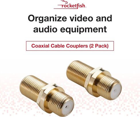 Rocketfish Coaxial Cable Couplers - Gold Coaxial Cable Connectors - Flexible Cable Couplers for High-Speed Use & Quality Signal Transfer Support - Corrosion Resistant Coaxial Couplers (Pack of 2) in Kuwait