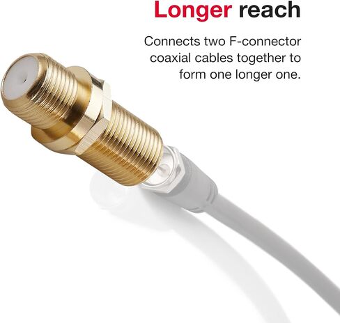 Rocketfish Coaxial Cable Couplers - Gold Coaxial Cable Connectors - Flexible Cable Couplers for High-Speed Use & Quality Signal Transfer Support - Corrosion Resistant Coaxial Couplers (Pack of 2) in Kuwait
