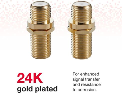 Rocketfish Coaxial Cable Couplers - Gold Coaxial Cable Connectors - Flexible Cable Couplers for High-Speed Use & Quality Signal Transfer Support - Corrosion Resistant Coaxial Couplers (Pack of 2) in Kuwait