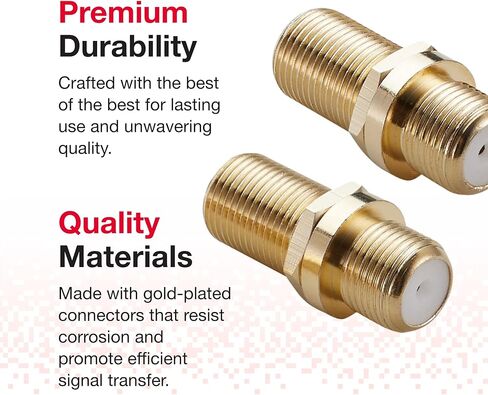 Rocketfish Coaxial Cable Couplers - Gold Coaxial Cable Connectors - Flexible Cable Couplers for High-Speed Use & Quality Signal Transfer Support - Corrosion Resistant Coaxial Couplers (Pack of 2) in Kuwait