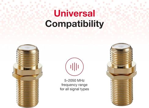 Rocketfish Coaxial Cable Couplers - Gold Coaxial Cable Connectors - Flexible Cable Couplers for High-Speed Use & Quality Signal Transfer Support - Corrosion Resistant Coaxial Couplers (Pack of 2) in Kuwait
