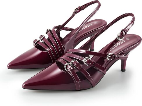Slingback Kitten Heels for Women Pointed Closed Toe Pumps Multi-Buckle Strappy Shoes in Saudi Arabia